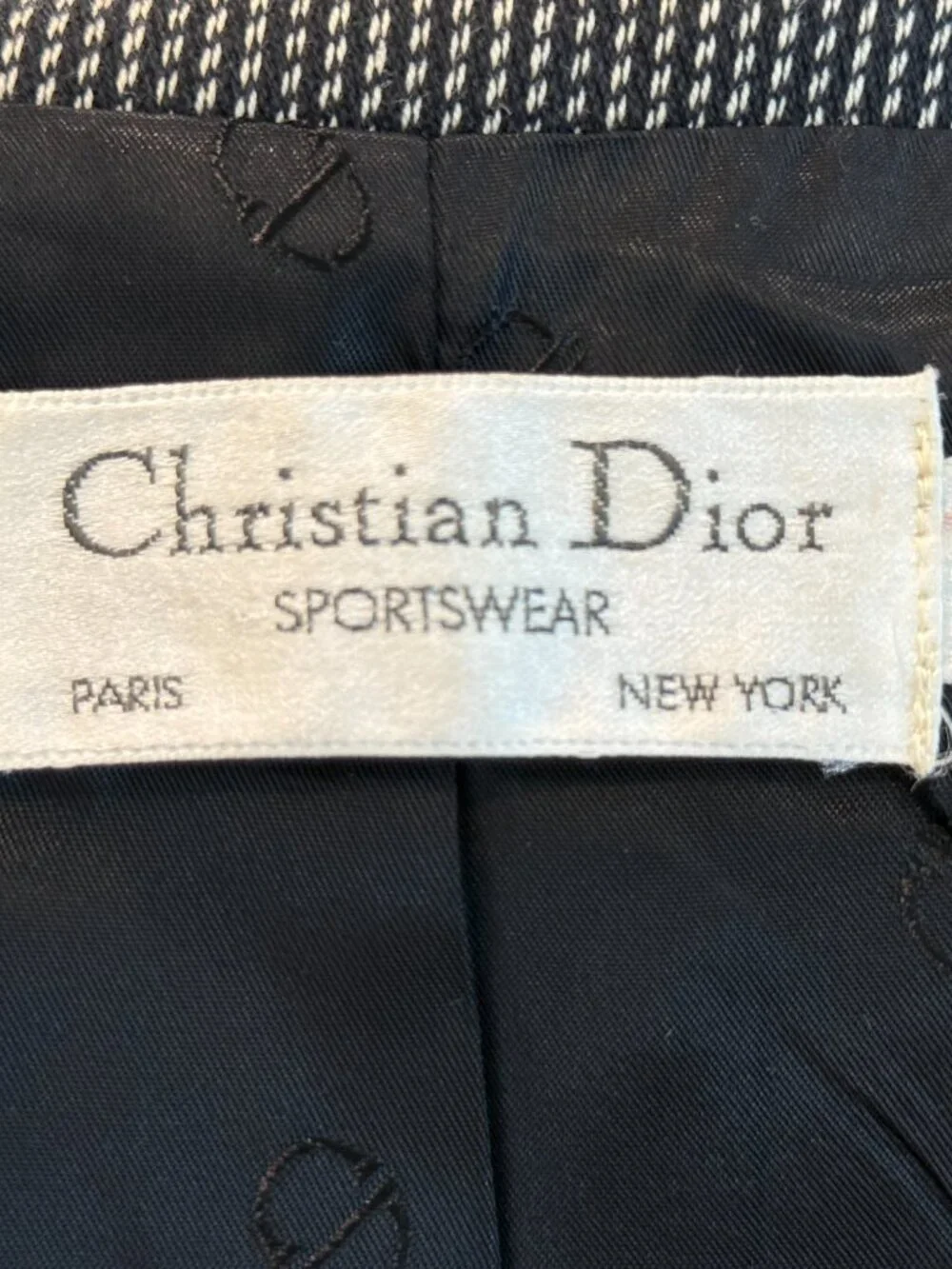 Classic Vintage Christian Dior Blazer Jacket Black & White Woven Size 8 Mint